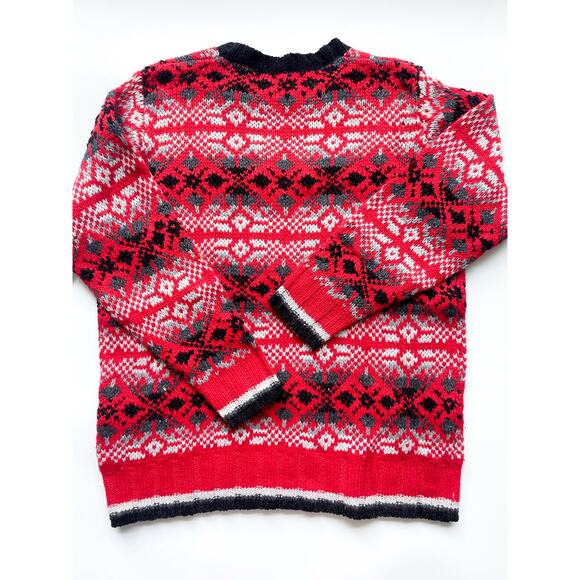 NWT Men's Marsh Landing Red Fair Isle Hand Knit Sweater Size M - Picture 6 of 8
